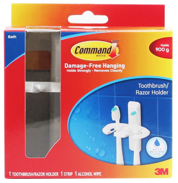 3M COMMAND TOOTH BRUSH/RAZOR HOLDER - 17621B | Bathroom