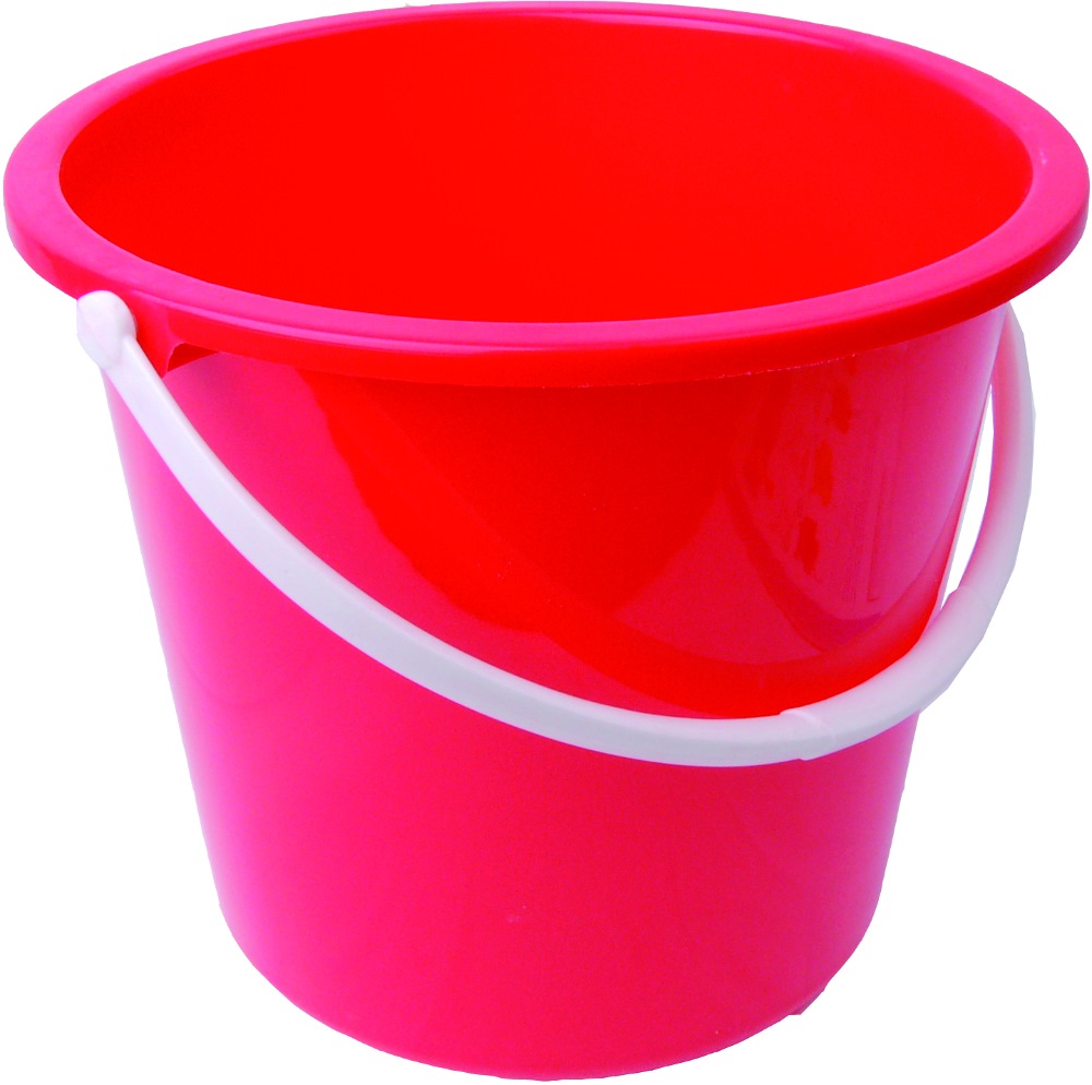 small red plastic pails
