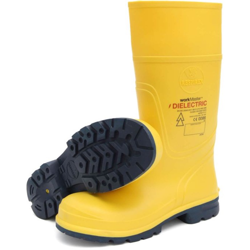 yellow rubber work boots